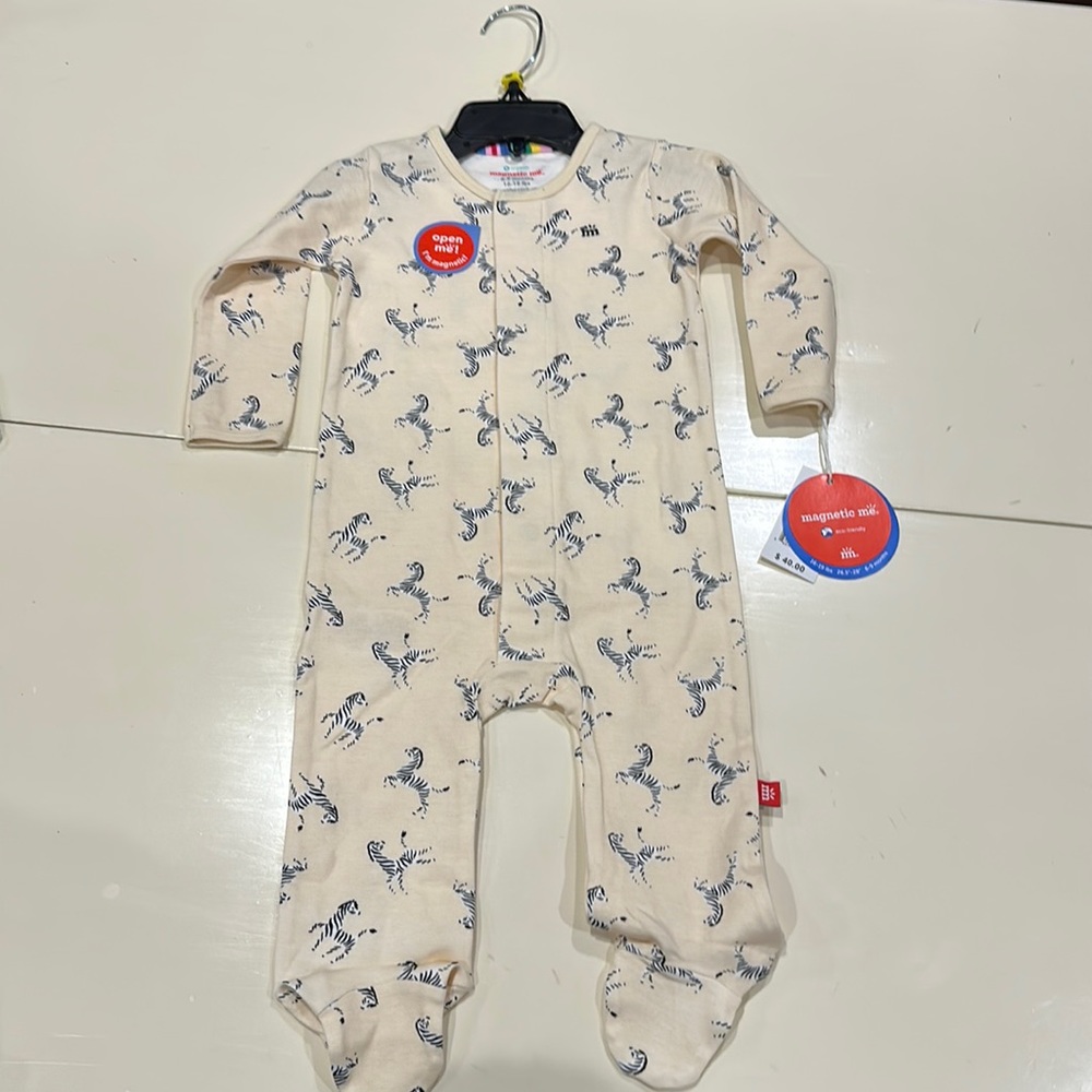 Magnet Me 6-9 month Zebra Footie Pajama